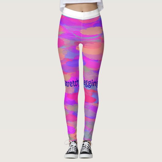Vibrant Pink Abstract Camo Leggings (Devant)