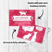 Vibrant Pink Dog Groomer Afspraakherinnering Visitekaartje