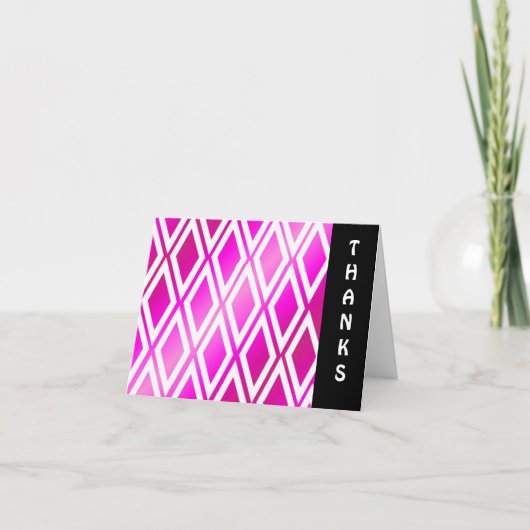 Vibrant Pink en White Diamond Dank u Bedankkaart (Voorkant)