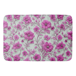 Vibrant Pink Floral Pattern With Magenta Flowers Badmat