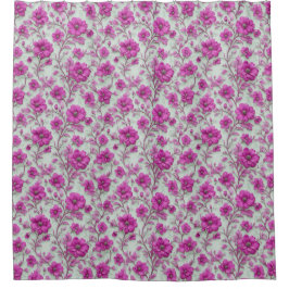 Vibrant Pink Floral Pattern With Magenta Flowers Douchegordijn