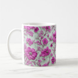 Vibrant Pink Floral Pattern With Magenta Flowers Koffiemok