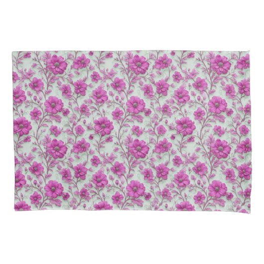 Vibrant Pink Floral Pattern With Magenta Flowers Kussensloop (Voorkant)