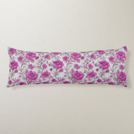 Vibrant Pink Floral Pattern With Magenta Flowers Lichaamskussen