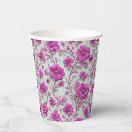 Vibrant Pink Floral Pattern With Magenta Flowers Papieren Bekers