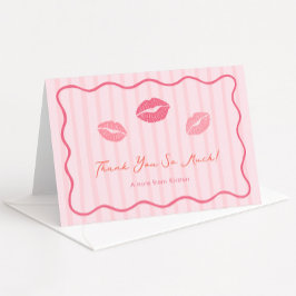 Vibrant Pink Lips Valentine's Day Bridal Shower Bedankkaart