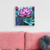 Vibrant Pink Lotus Canvas Afdruk (Insitu (Woonkamer))