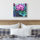 Vibrant Pink Lotus Canvas Afdruk (Insitu (Slaapkamer))