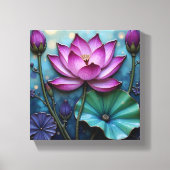 Vibrant Pink Lotus Canvas Afdruk (Voorkant)
