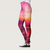 Vibrant Pink Ocean Sunrise Moderne Abstract Leggings (Links)