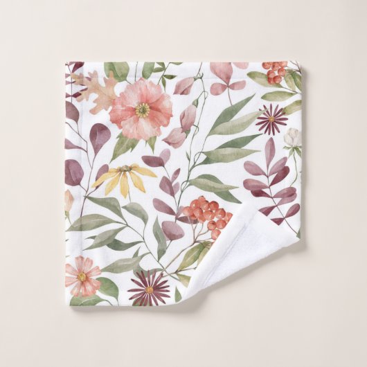 vibrant pink, orange and yellow flowers pattern  (Gant de toilette)