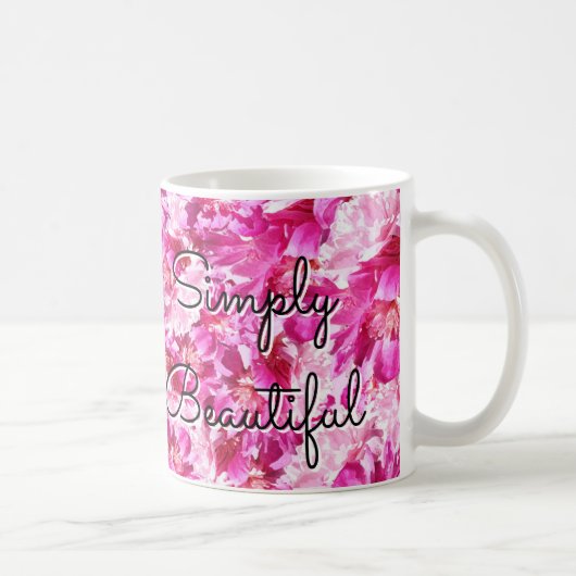 Vibrant Pink Peony Floral Classic Mug (Droite)
