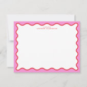 Vibrant Pink & Red Modern Wavy Border Note Card Kaart (Voorkant)