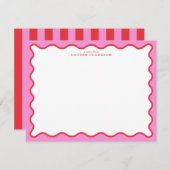 Vibrant Pink & Red Modern Wavy Border Note Card Kaart (Voorkant / Achterkant)