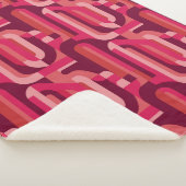 vibrant pink retro abstract pattern sherpa deken (3/4)