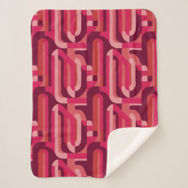 vibrant pink retro abstract pattern sherpa deken