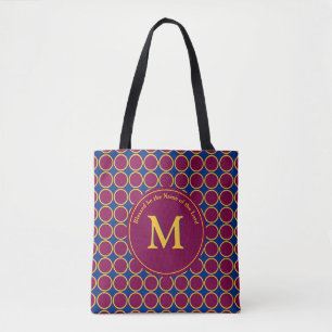 Vibrant POLKA DOT Maroon Blue Gepersonaliseerd Mon Draagtas