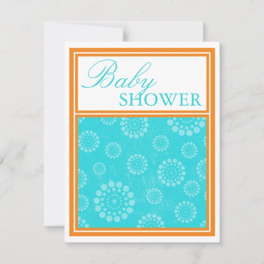 Vibrant Pop Aqua Orange Baby Shower Invitations (Devant)