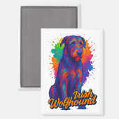 Vibrant Pop Art Irish Wolfhound Illustration Magneet (Voorkant / Achterkant)