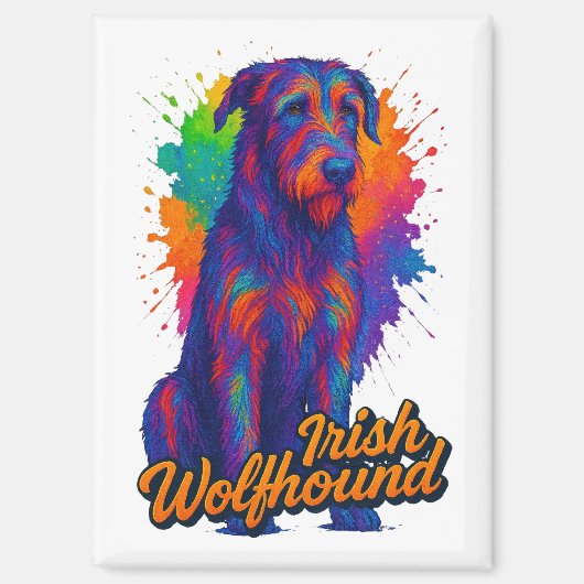 Vibrant Pop Art Irish Wolfhound Illustration Magneet (Voorkant)