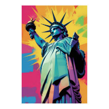 Vibrant Pop Art Statue de Liberty Poster Wall Art