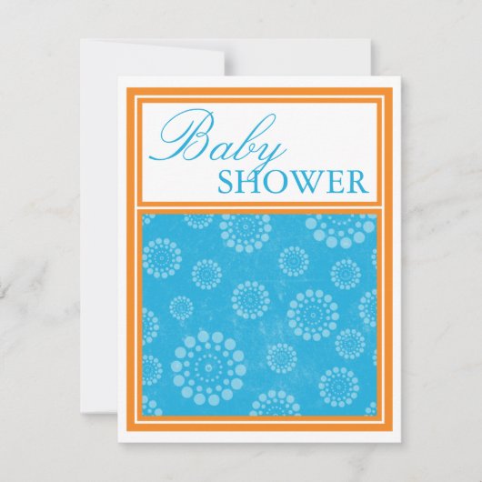 Vibrant Pop Blue Orange Baby Shower Invitations (Devant)