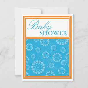 Vibrant Pop Blue Orange Baby Shower Invitations