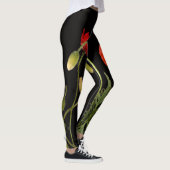 Vibrant Poppies Rouges Sur Les Leggings Noirs (Droite)