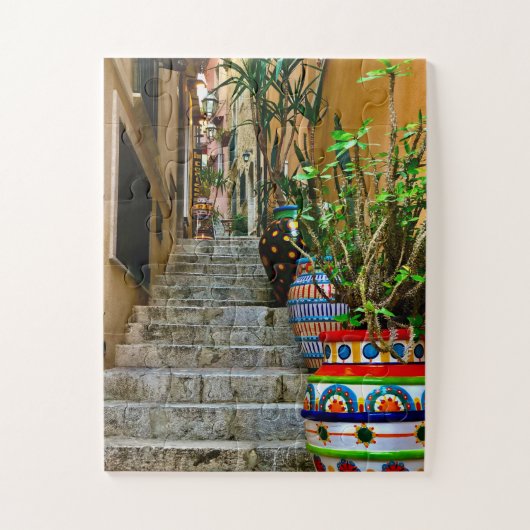 Vibrant Pottery on Rustic Taormina Staircase Legpuzzel (Verticaal)