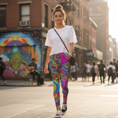 Vibrant Psychedelic Swirl - Abstract Groovy Leggings