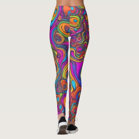 Vibrant Psychedelic Swirl - Abstract Groovy Leggings (Achterkant)