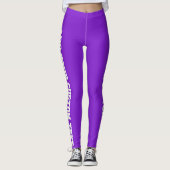 Vibrant Purple Bold Custom Text Vertical  Leggings (Voorkant)