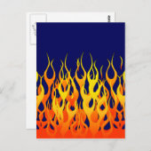 Vibrant Racing Flames op Navy Blue Briefkaart (Voorkant / Achterkant)