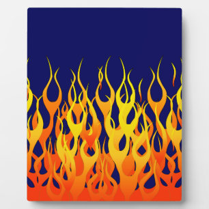 Vibrant Racing Flames op Navy Blue Fotoplaat
