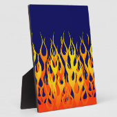 Vibrant Racing Flames op Navy Blue Fotoplaat (Zijkant)