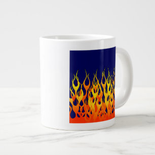 Vibrant Racing Flames op Navy Blue Grote Koffiekop