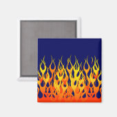 Vibrant Racing Flames op Navy Blue Magneet (Voorkant / Achterkant)