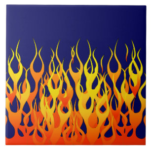 Vibrant Racing Flames op Navy Blue Tegeltje