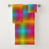 Vibrant rainbow gradient towel set and washcloth  (En situation)