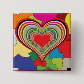 Vibrant Rainbow Layered Heart Abstract Vierkante Button 5,1 Cm (Voorkant)
