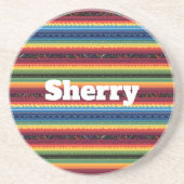 Vibrant Rainbow Mexican Serape Stripes Zandsteen Onderzetter (Voorkant)