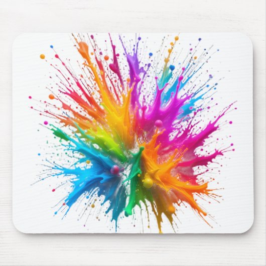 Vibrant Rainbow Paint Splatter Explosion Muismat (Voorkant)