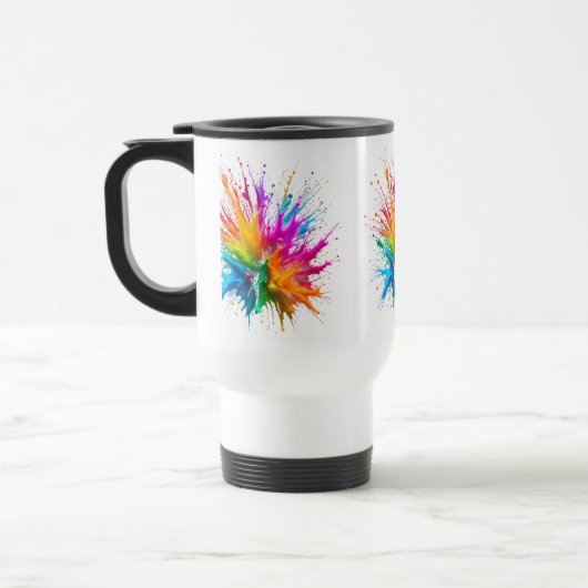 Vibrant Rainbow Paint Splatter Explosion Reisbeker (Links)