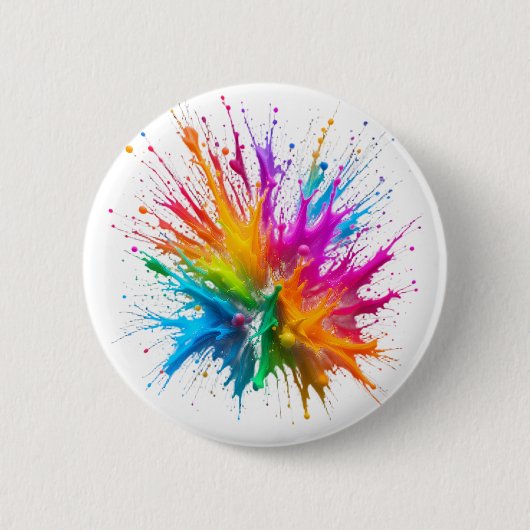 Vibrant Rainbow Paint Splatter Explosion Ronde Button 5,7 Cm (Voorkant)