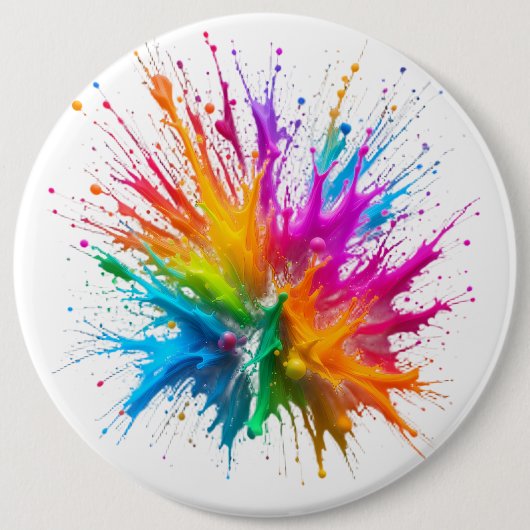 Vibrant Rainbow Paint Splatter Explosion Ronde Button 6,0 Cm (Voorkant)