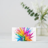 Vibrant Rainbow Paint Splatter Explosion Visitekaartje (Staand voorkant)