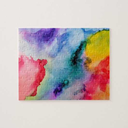 Vibrant Rainbow Waterverf Patroon Legpuzzel (Horizontaal)