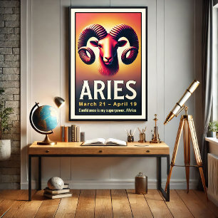 Vibrant Ram Zodiac Sign Poster