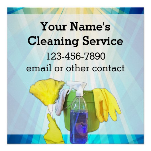 Vibrant Rays Custom Cleaning Service Business Perfect Poster (Voorkant)