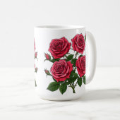 Vibrant Red And Pink Rose Bouquet With Green Leave Koffiemok (Voorkant rechts)